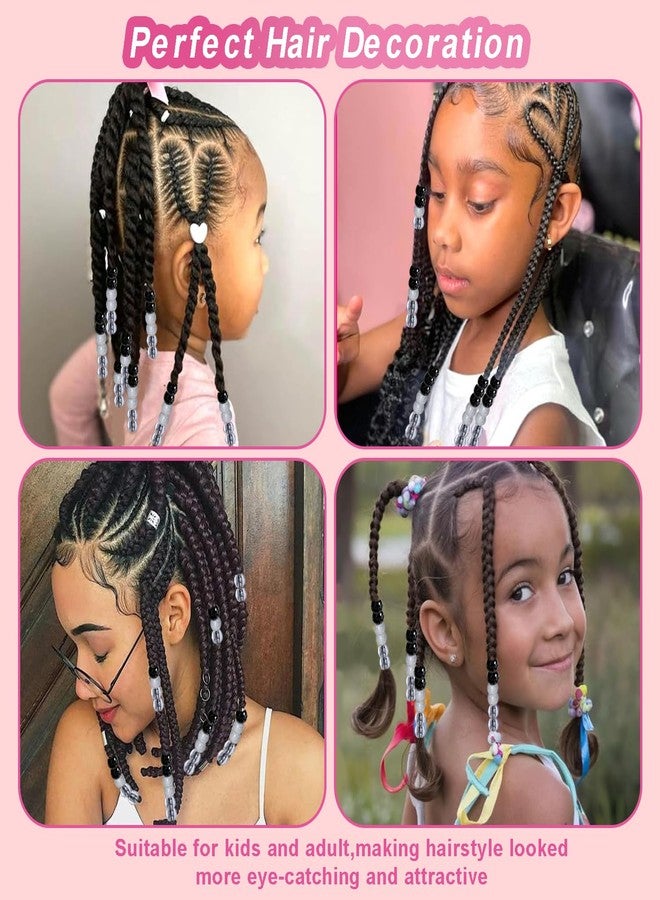 Everfunny 150 Pcs Glitter Silicone Hair Beads for Women Girls Braids, Soft Colorful Pony Beads Bulk for Kids Girls Women Hair Accessories for Braids(Black) - Image 5